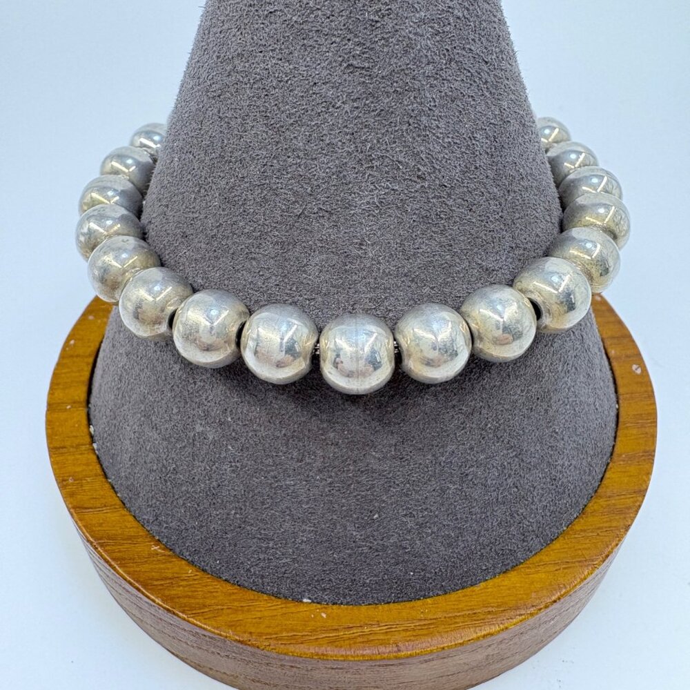 VTG Sterling Silver 925 Round Beaded Design Link Bracelet Size 7.5" Length